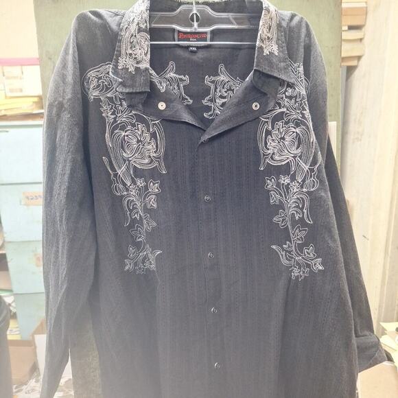 Patroncito USA Men Western Shirt Sz XXL -Snap Black Embroidered Rn126131 - Picture 1 of 5